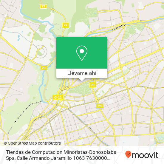 Mapa de Tiendas de Computacion Minoristas-Donosolabs Spa, Calle Armando Jaramillo 1063 7630000 Vitacura, Vitacura, Región Metropolitana de Santiago