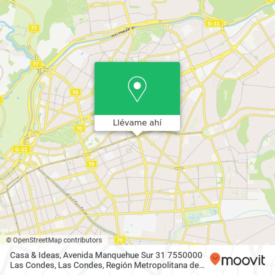Mapa de Casa & Ideas, Avenida Manquehue Sur 31 7550000 Las Condes, Las Condes, Región Metropolitana de Santiago