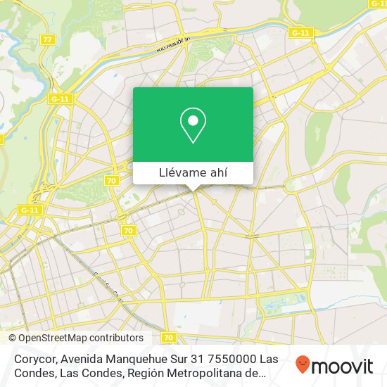 Mapa de Corycor, Avenida Manquehue Sur 31 7550000 Las Condes, Las Condes, Región Metropolitana de Santiago