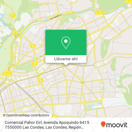 Mapa de Comercial Pahor Eirl, Avenida Apoquindo 6415 7550000 Las Condes, Las Condes, Región Metropolitana de Santiago