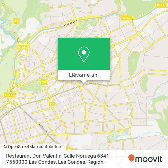 Mapa de Restaurant Don Valentin, Calle Noruega 6341 7550000 Las Condes, Las Condes, Región Metropolitana de Santiago