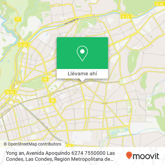 Mapa de Yong an, Avenida Apoquindo 6274 7550000 Las Condes, Las Condes, Región Metropolitana de Santiago