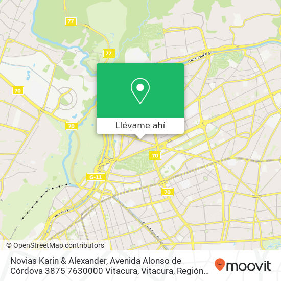 Mapa de Novias Karin & Alexander, Avenida Alonso de Córdova 3875 7630000 Vitacura, Vitacura, Región Metropolitana de Santiago