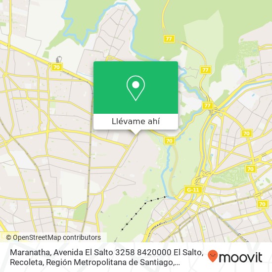 Mapa de Maranatha, Avenida El Salto 3258 8420000 El Salto, Recoleta, Región Metropolitana de Santiago