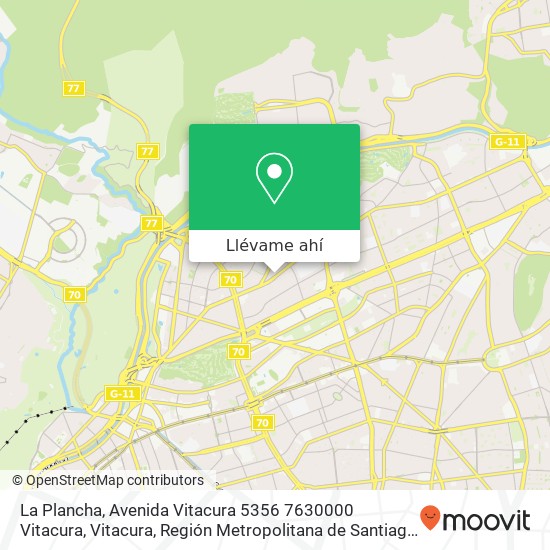 Mapa de La Plancha, Avenida Vitacura 5356 7630000 Vitacura, Vitacura, Región Metropolitana de Santiago