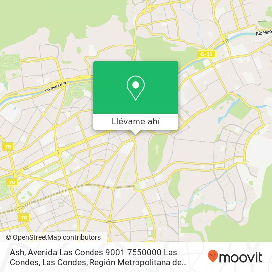 Mapa de Ash, Avenida Las Condes 9001 7550000 Las Condes, Las Condes, Región Metropolitana de Santiago