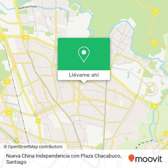 Mapa de Nueva China Independencia con Plaza Chacabuco, Calle Montaña 8420000 Recoleta, Recoleta, Región Metropolitana de Santiago