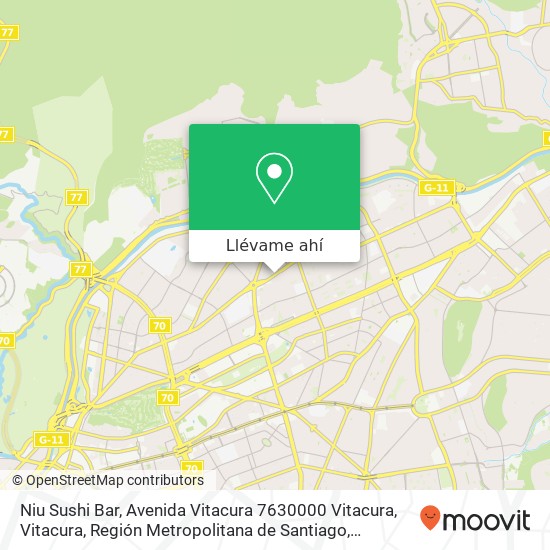 Mapa de Niu Sushi Bar, Avenida Vitacura 7630000 Vitacura, Vitacura, Región Metropolitana de Santiago