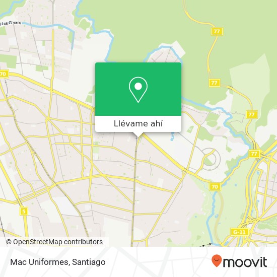 Mapa de Mac Uniformes, Avenida Recoleta 8420000 Recoleta, Recoleta, Región Metropolitana de Santiago