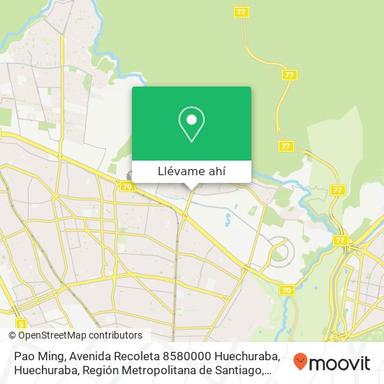 Mapa de Pao Ming, Avenida Recoleta 8580000 Huechuraba, Huechuraba, Región Metropolitana de Santiago