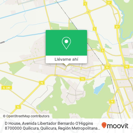 Mapa de D House, Avenida Libertador Bernardo O'Higgins 8700000 Quilicura, Quilicura, Región Metropolitana de Santiag