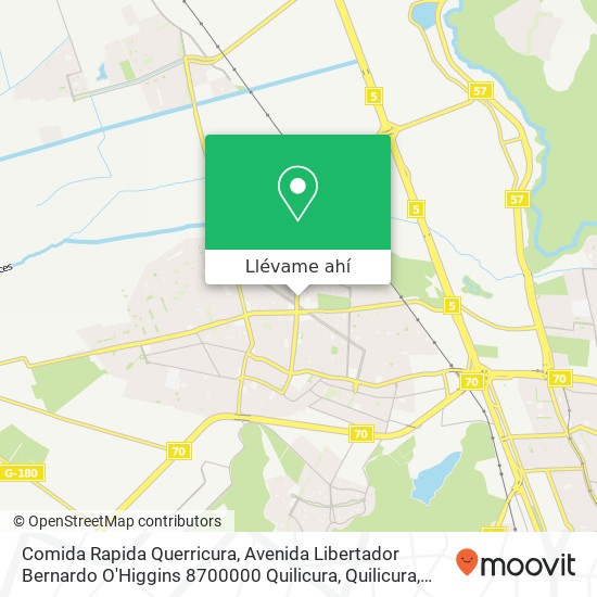 Mapa de Comida Rapida Querricura, Avenida Libertador Bernardo O'Higgins 8700000 Quilicura, Quilicura, Región Metropolitana de Santiag