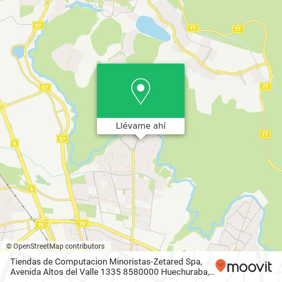 Mapa de Tiendas de Computacion Minoristas-Zetared Spa, Avenida Altos del Valle 1335 8580000 Huechuraba, Huechuraba, Región Metropolitana de Santiago