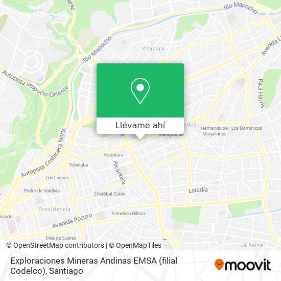 Mapa de Exploraciones Mineras Andinas EMSA (filial Codelco)