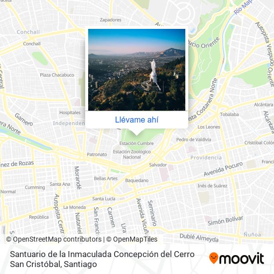 Cómo llegar a Santuario de la Inmaculada Concepción del Cerro San Cristóbal  en Providencia en Micro o Metro?