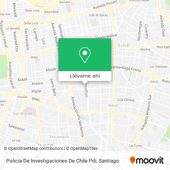 Mapa de Policía De Investigaciones De Chile Pdi