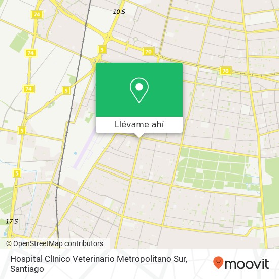 Mapa de Hospital Clínico Veterinario Metropolitano Sur