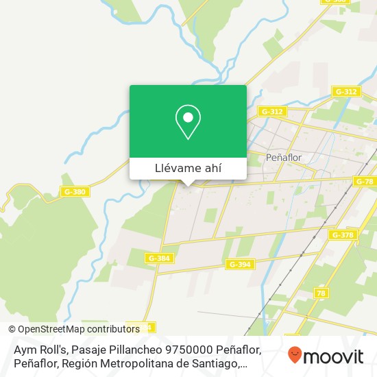 Mapa de Aym Roll's, Pasaje Pillancheo 9750000 Peñaflor, Peñaflor, Región Metropolitana de Santiago