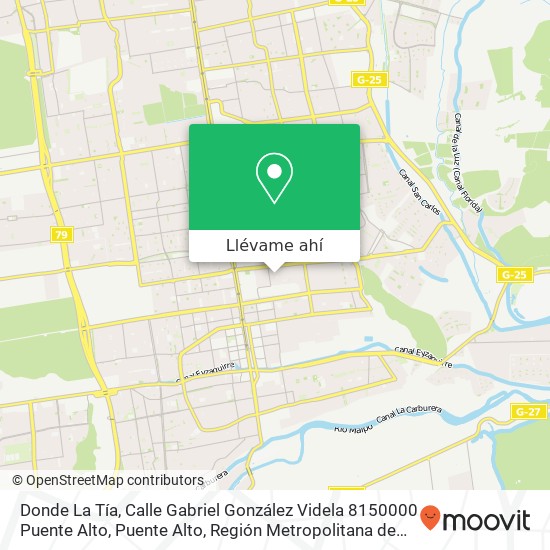 Mapa de Donde La Tía, Calle Gabriel González Videla 8150000 Puente Alto, Puente Alto, Región Metropolitana de Santiago