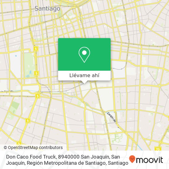 Mapa de Don Caco Food Truck, 8940000 San Joaquín, San Joaquín, Región Metropolitana de Santiago