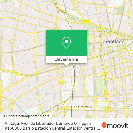 Mapa de Vintage, Avenida Libertador Bernardo O'Higgins 9160000 Barrio Estación Central, Estación Central, Región Met