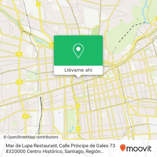 Mapa de Mar de Lupe Restaurant, Calle Príncipe de Gales 73 8320000 Centro Histórico, Santiago, Región Metropolitana de Santiago