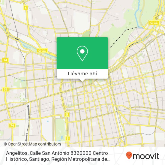Mapa de Angelitos, Calle San Antonio 8320000 Centro Histórico, Santiago, Región Metropolitana de Santiago