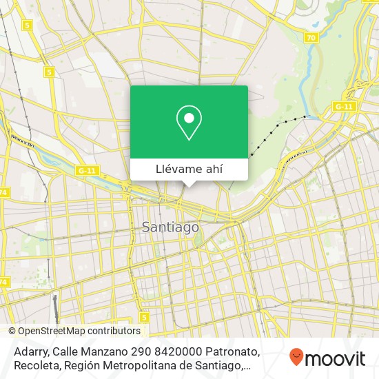 Mapa de Adarry, Calle Manzano 290 8420000 Patronato, Recoleta, Región Metropolitana de Santiago