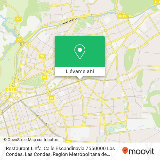 Mapa de Restaurant Linfa, Calle Escandinavia 7550000 Las Condes, Las Condes, Región Metropolitana de Santiago