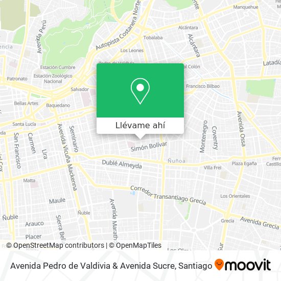 Mapa de Avenida Pedro de Valdivia & Avenida Sucre