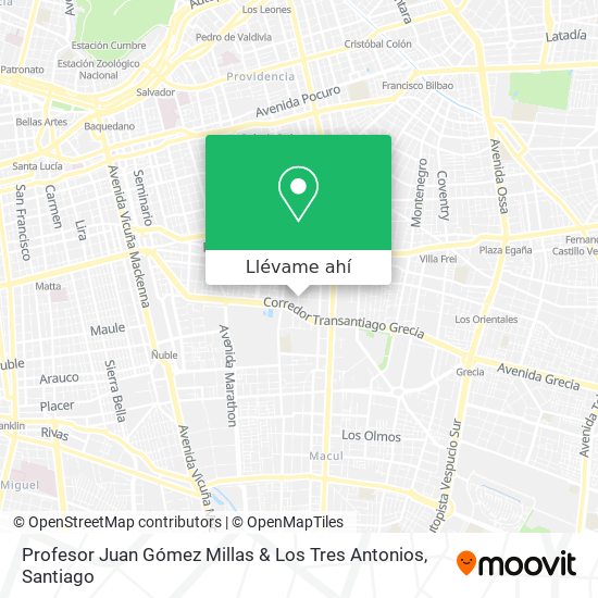 Mapa de Profesor Juan Gómez Millas & Los Tres Antonios