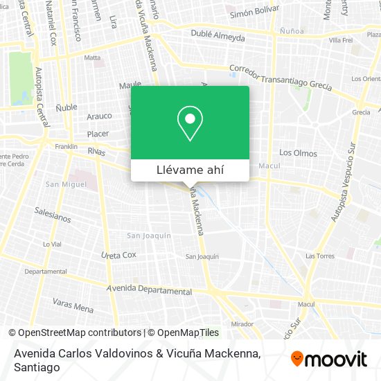 Mapa de Avenida Carlos Valdovinos & Vicuña Mackenna