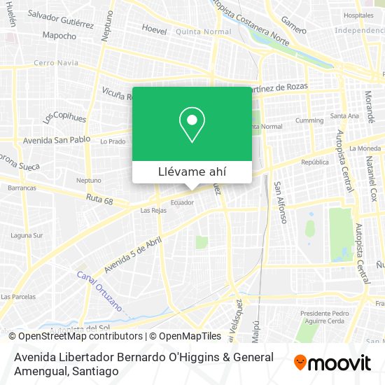 Mapa de Avenida Libertador Bernardo O'Higgins & General Amengual