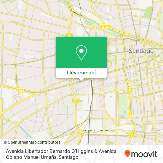 Mapa de Avenida Libertador Bernardo O'Higgins & Avenida Obispo Manuel Umaña