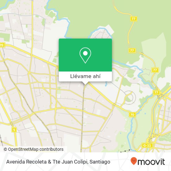 Mapa de Avenida Recoleta & Tte Juan Colipi