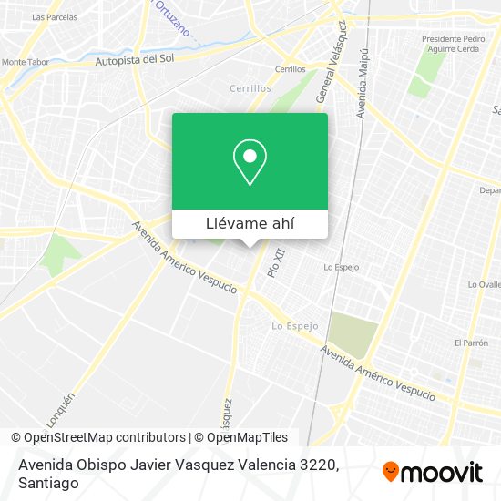 Mapa de Avenida Obispo Javier Vasquez Valencia 3220