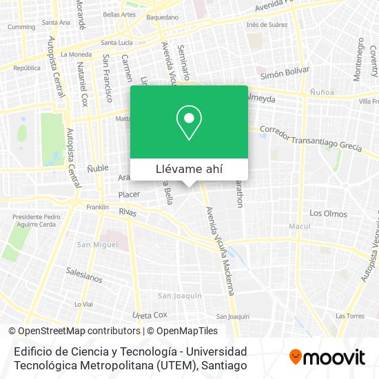 Mapa de Edificio de Ciencia y Tecnología - Universidad Tecnológica Metropolitana (UTEM)