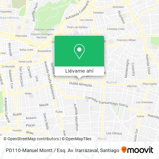 Mapa de PD110-Manuel Montt / Esq. Av. Irarrázaval
