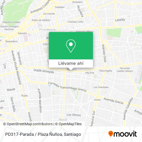 Mapa de PD317-Parada / Plaza Ñuñoa