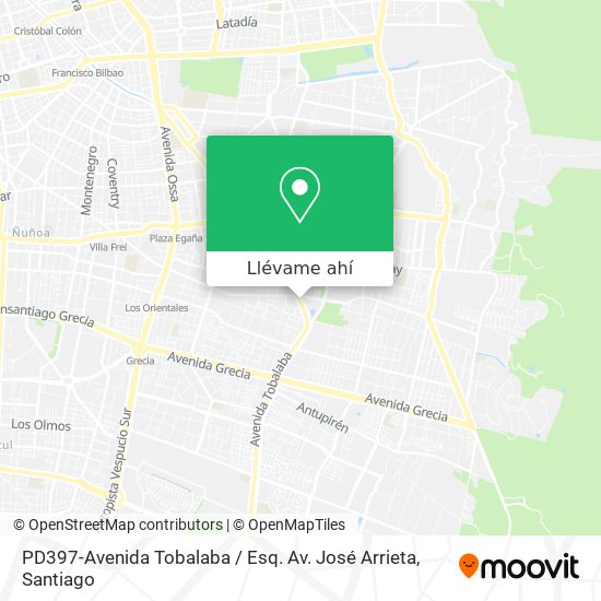 Mapa de PD397-Avenida Tobalaba / Esq. Av. José Arrieta