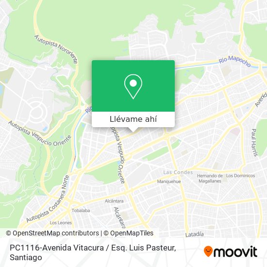 Mapa de PC1116-Avenida Vitacura / Esq. Luis Pasteur