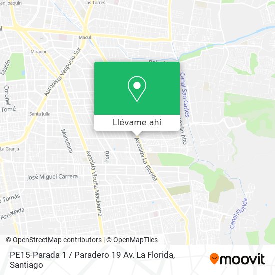 Mapa de PE15-Parada 1 / Paradero 19 Av. La Florida