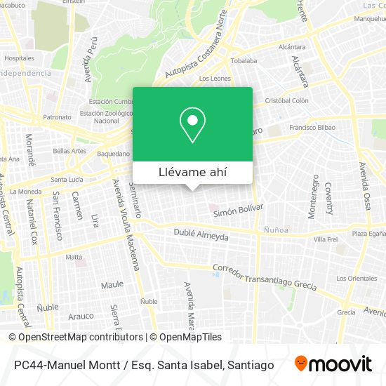 Mapa de PC44-Manuel Montt / Esq. Santa Isabel