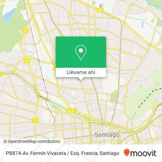 Mapa de PB874-Av. Fermín Vivaceta / Esq. Francia