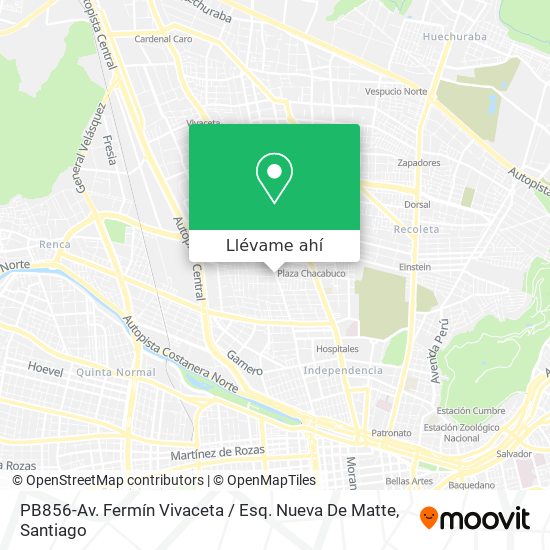 Mapa de PB856-Av. Fermín Vivaceta / Esq. Nueva De Matte