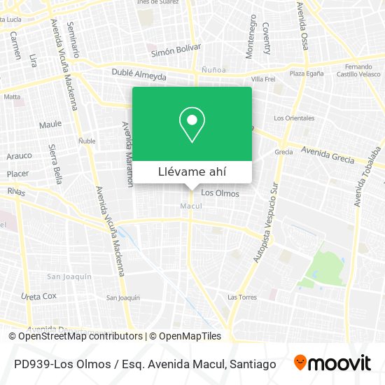 Mapa de PD939-Los Olmos / Esq. Avenida Macul