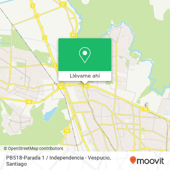 Mapa de PB518-Parada 1 / Independencia - Vespucio