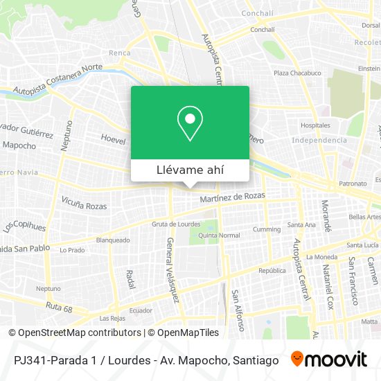 Mapa de PJ341-Parada 1 / Lourdes - Av. Mapocho
