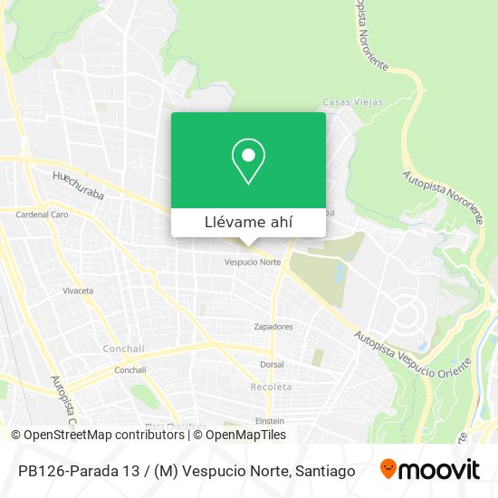 Mapa de PB126-Parada 13 / (M) Vespucio Norte