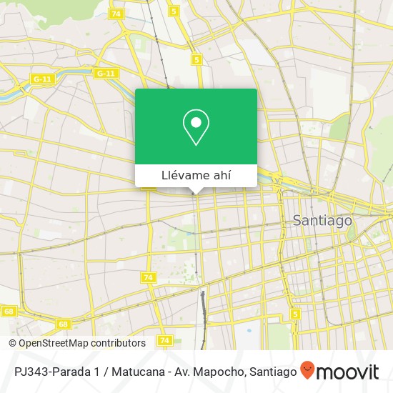Mapa de PJ343-Parada 1 / Matucana - Av. Mapocho